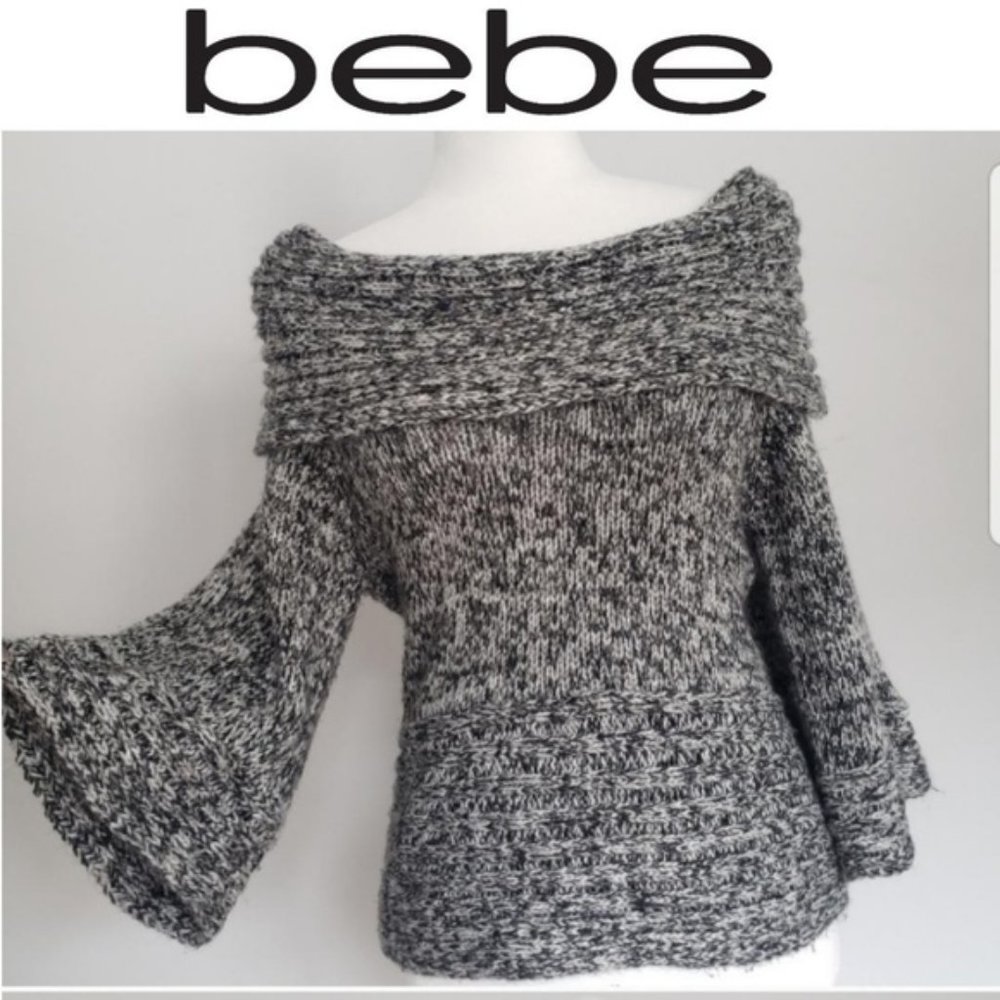 bebe Off The Shoulder Bell Sleeve Knit Sweater